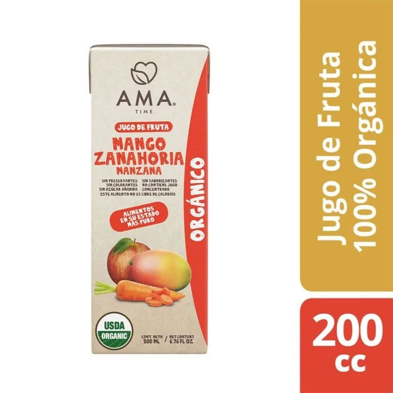 Jugo Ama Orgánico Manzana Mango Zanahoria 200 cc