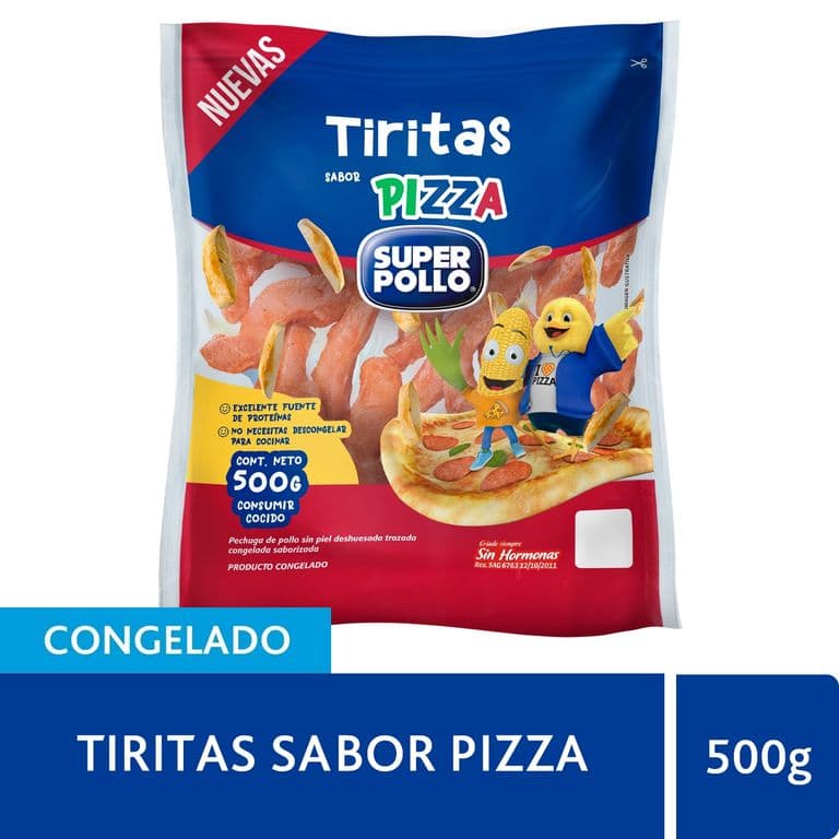 Tiritas de Pollo Sabor Pizza Congeladas Super Pollo 500 g