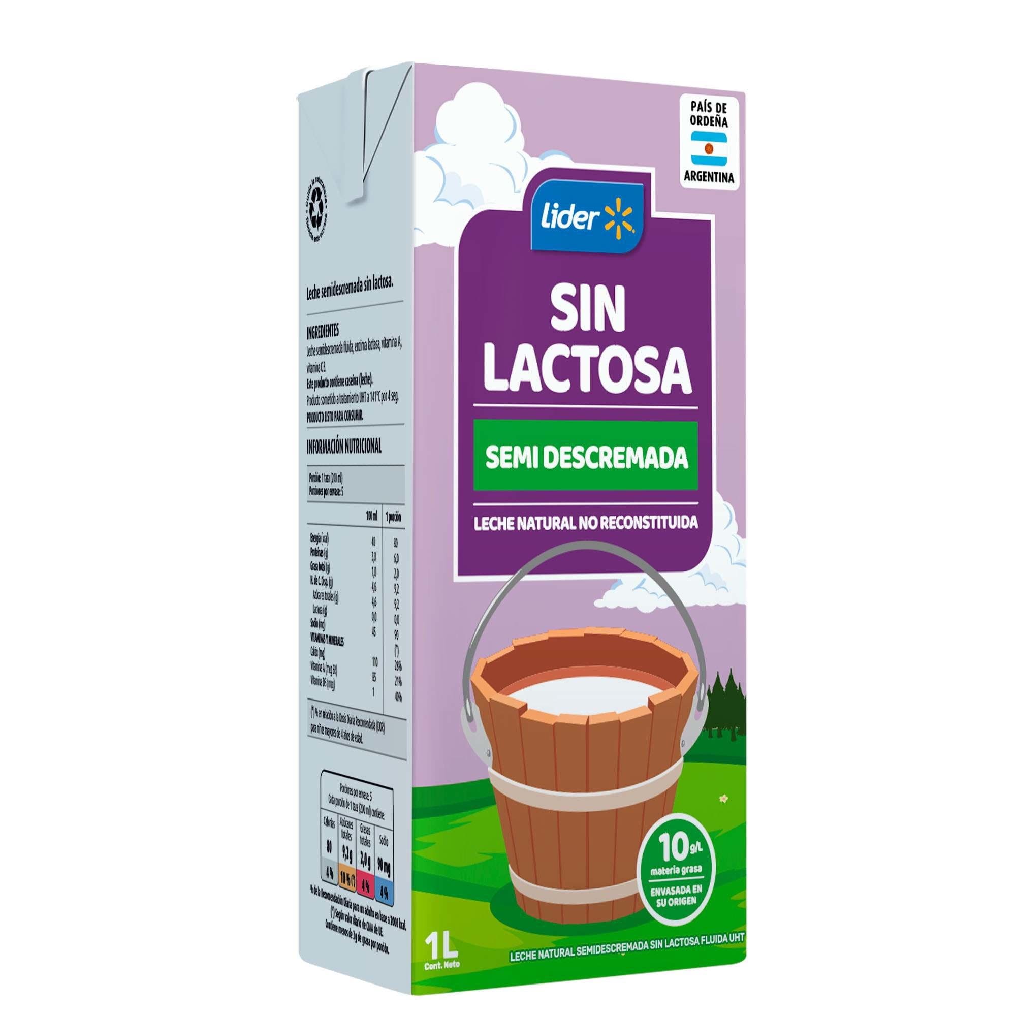 Leche Semidescremada Sin Lactosa, 1 L