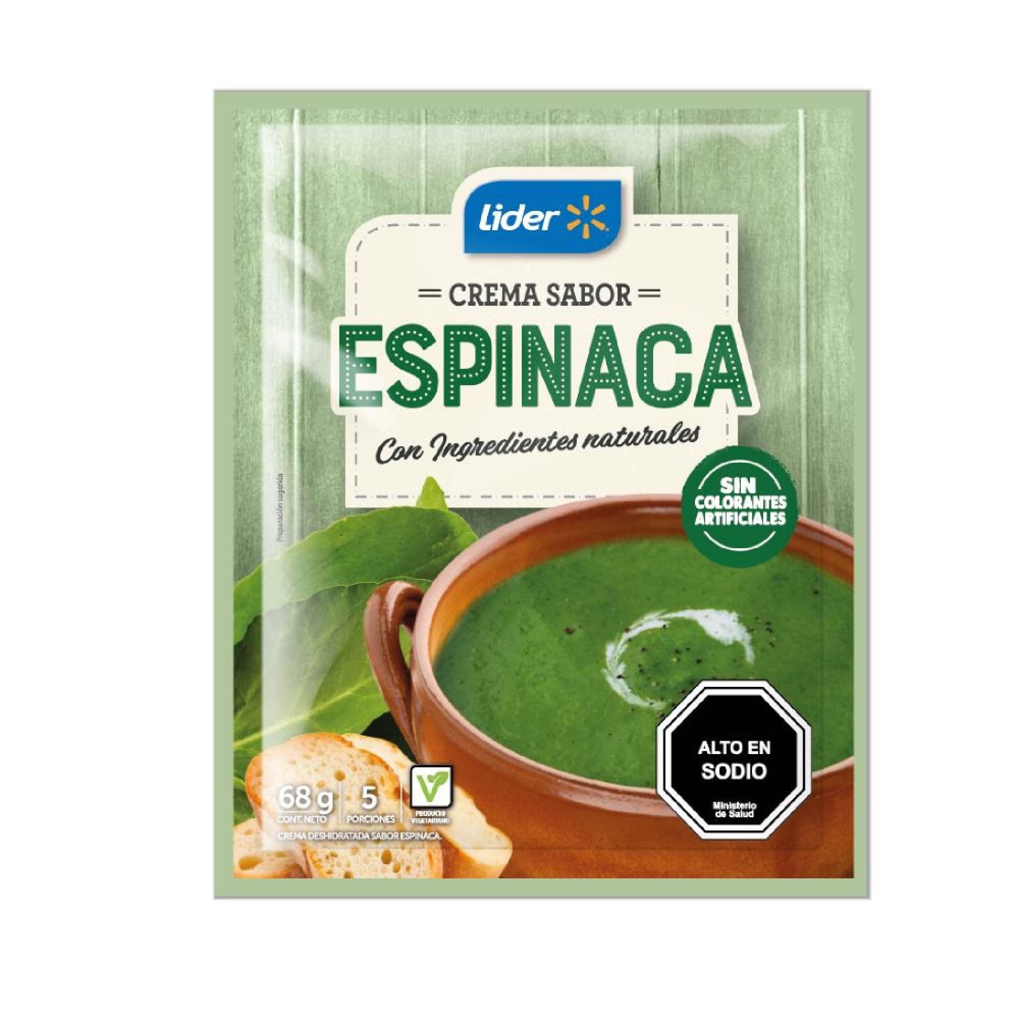 Crema de Espinaca (5 Porciones) Sobre, 68 g
