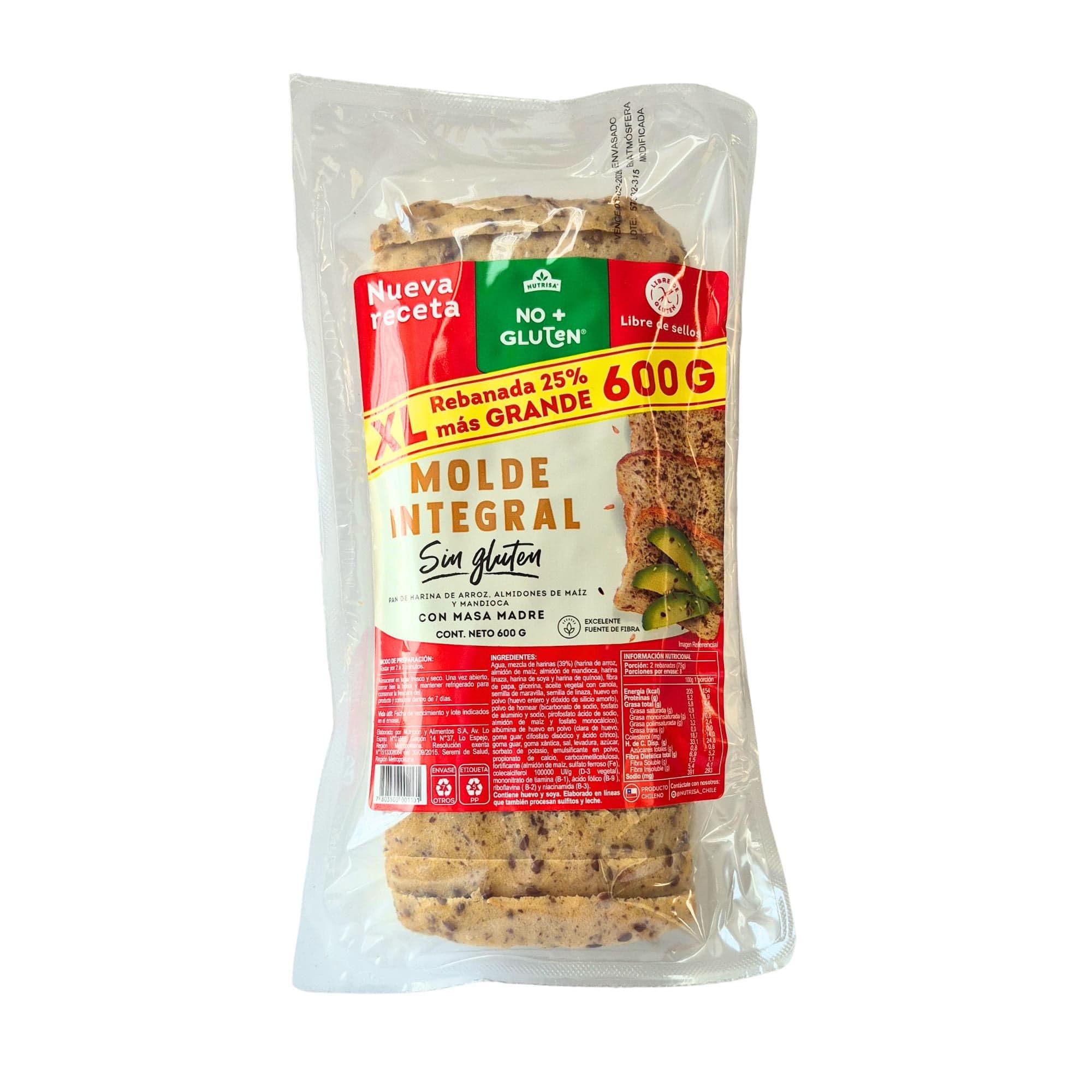 Pan Molde Integral Sin Gluten 480 g